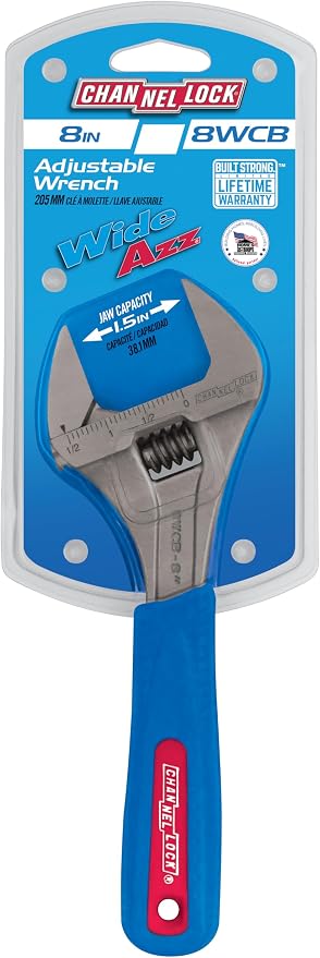 Channellock Adjustable Wrench 8WCB - Wide Jaw, 1-1/2 In. Capacity - 8-Inch
