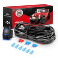 Nilight 16AWG LED Light Bar Wiring Harness Kit - 3 Leads Blue | 12V On Off 5Pin Rocker Switch Laser Waterproof Toggle Power Relay Blade Fuse for Cars Boat ATV Trucks