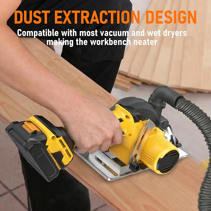 6 In Brushless Circular Saw Compatible with Dewalt 20V Battery(NO Battery) | Cordless Circular Saw with Tool Bag,Guide Ruler,6" Blade,2" Cutting Depth,0-45°Bevel for Wood,PVC and Plastics