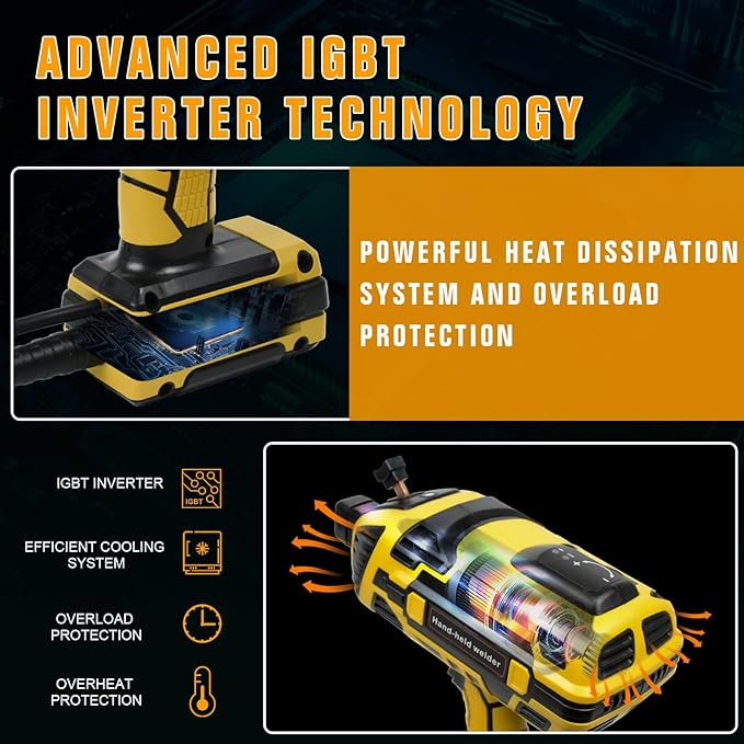 TRQWH Portable Handheld Welding Machine 110V IGBT Inverter Hand held Welder Gun, 20-120A Portable Welder 5 Variable Current Adjustments ARC Welding Gun, Fit for 1/16"-1/8" Welding Rods (Yellow)