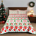 Merry Christmas Boho Red Quilt Set King- Socks Deer Snowflakes Christmas Bell Printed Holiday Bedding Set - Soft Microfiber Lightweight Comforter Coverlet Bedspread(Socks, King(90"x104"))