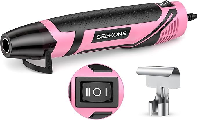 SEEKONE 350W Mini Heat Gun with 2-Temp Settings 500℉ & 842℉(260℃& 450℃) Fast Heat Hot Air Gun Tool with Overload Protection and Reflector Nozzle for 3D Printing, Crafting, and Shrink Tubing