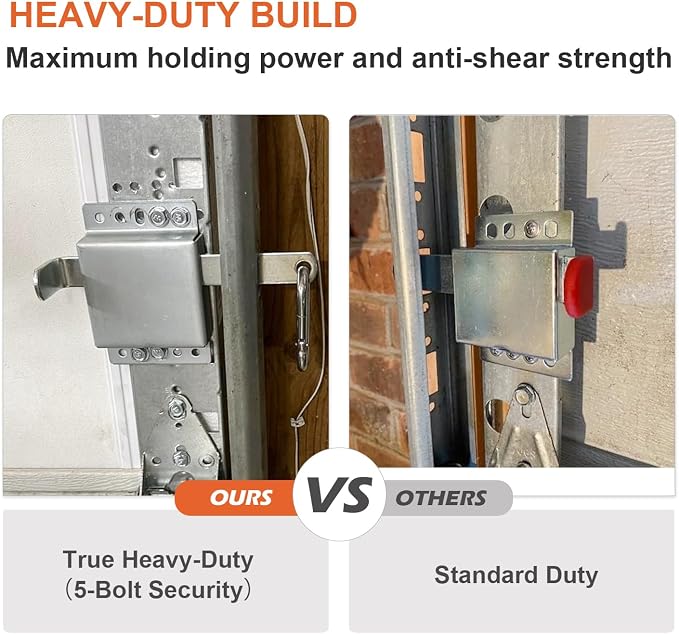 Heavy Duty Garage Door Side Lock Inside Deadlock for Most Garage Door Iron Galvanizing -2 Pack, Silver