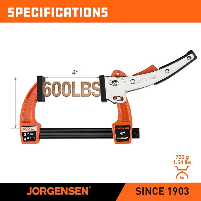 Jorgensen 4-Inch Bar Clamp Set, Ratcheting Bar Clamps, 2 Pack