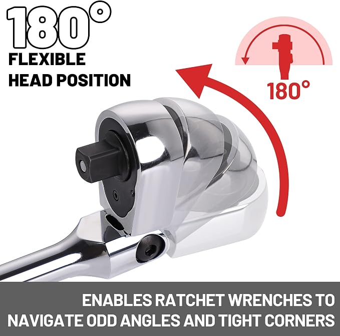 1/4 3/8 Inch Drive Stubby Ratchet Set Flex Head Ratchet S4&4.9" | tubby Ratchet Wrench Set, 72 Tooth Quick Release Swivel Head Ratchet Flexible Socket Wrench with Storage Tray