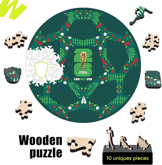 FIFA Mexico Ball-Wooden Puzzle for Adult, 200 Pieces Irregular Shape Puzzle, 5MM Thick, Creative Collectible Gift Fans, Officially Licensed Product, 10 * 10"