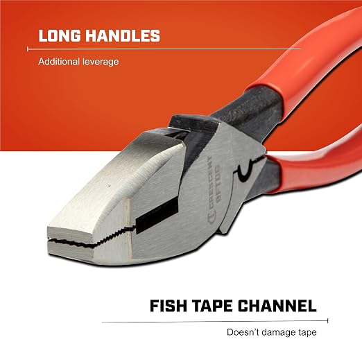 Crescent 9FTDG Linesman Wide Fish Tape Puller Dipped Plier, 9.5" Size