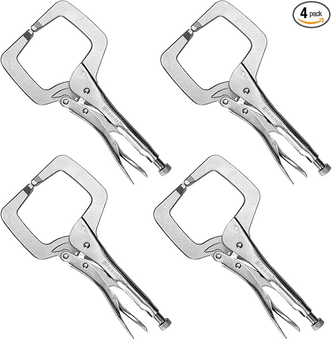 14-Inch Locking C-Clamp Pliers, Regular Tips, Heavy-Duty Welding Clamps