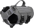 ICEFANG No Pull Tactical Dog Harness for Small Dogs,Adjustable Dog Vest | Control Handle,MOLLE Panel,Front Hook,3 Leash Clips,Soft Padded,for walking training,Grey,Small