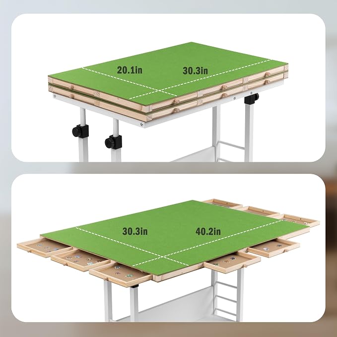 Tektalk 2000 Piece Foldable Puzzle Board with Height Adjustment, Jigsaw Puzzle Table with 2 Felt Cover & 8 Sorting Trays/Drawers, Puzzle Easel with Legs, Enclosed with 4 Roller Wheels (Green)