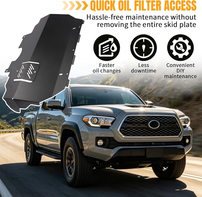 Skid Plate for Toyota Tacoma 2024-2025 2WD & 4WD (Gas Models Only) | Oil Filter Access Aluminum - Includes Wrench and Hardware