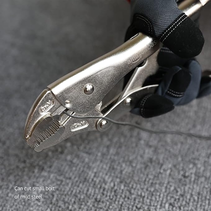 Amazon Basics 5-Piece CR-V Locking Pliers Set with Wire Cutters, 2 Straight Jaw, 3 Curved Jaw, 6.5-10 inch, Silver, Carrying Case