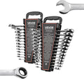 VEVOR Combination Wrench Set, 26-Piece SAE and Metric, 72 Teeth, Cr-V Steel Ratcheting Wrench Set, with Rack Organizer, Open End, Clear Size Labels, for General Household, Automotive Repairs, Silver