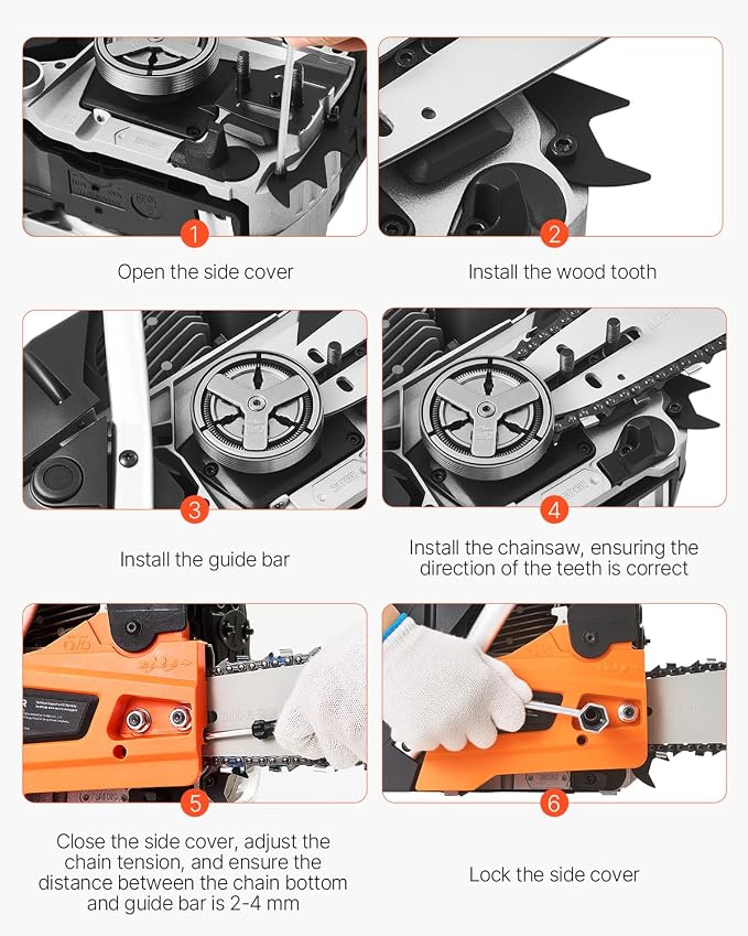 VEVOR 20inch 62CC Gas Powered Chainsaw, 3.8 HP 2 Stroke Engine Gas Power Chainsaws with Non-Slip Handle, Gas Chainsaws with Dual Fuel Tanks, For Wood Cutting, Tree Trimming, and Land Clearing | Power Chain Saw for Logging with Non-Slip Handle, Dual Fue...