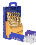 Brad Point Wood Drill Bit Set, Tin-Coated 29Pcs HSS Drill Bit Set with Double Flutes Design for Carpenter Woodworking and All Types of Wood with Plastic Box (1/16" - 1/2")
