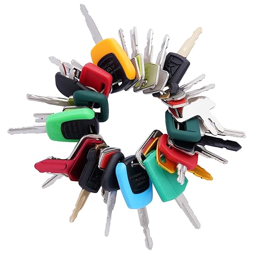 Heavy Equipment Keys Master Set, 32 PCS Construction Keys for CAT Caterpillar John Deere Case JCB Hyster Hitachi Kubota Yanmar Sany Bobcat Takeuchi Toyota Hyundai