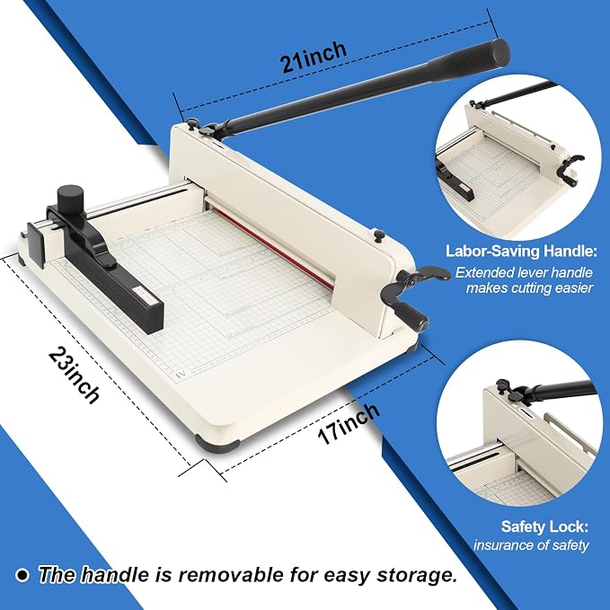 12 inch Heavy Duty Paper Cutter with HSS Blade, Industrial 400 Sheet Capacity Steel Paper Trimmer, Commercial Paper Cutter for Print Shop, School Crafting with Dual Safety Lock Protective Cover