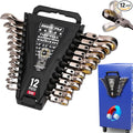 SEDY Premium 12-Piece SAE Flex-Head Ratchet Wrenches Set 1/4"-7/8" with Magnetic Organizer, Cr-V Steel Ratcheting Wrench Set with 72 Teeth 180° Flex Head, Ratchet Combination Wrench Set for Repair