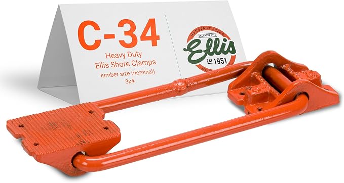 Ellis Shore Clamps - 3x4 Lumber Size, Adjustable Support System, Durable & Secure, Long-Lasting for Woodworking