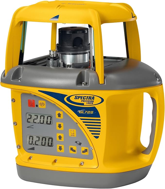 Spectra Precision GL720 Dual Slope Grade Laser - Automatic Grading - Dual Slope Capability - Self-Leveling - Long-Range - Receiver, Rod Clamp and Case