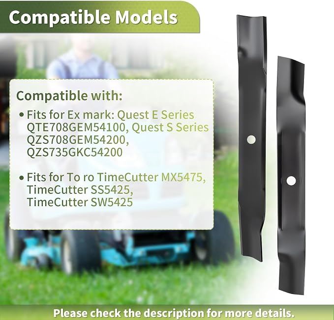 Keycci 115-2454-03 Lawn Mower Blades, Compatible with 54" Ex Mark Quest E Series Quest S Series Lawn Mower, Replace 115-4999 115-9650-03 94-1861-03 396-803 6 Pack
