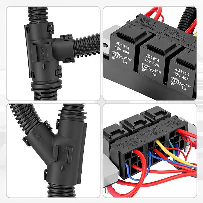 674-00923 Dual Speed Electric Fan Control Wiring Harness Kit with Relay | Compatible with Chevy Avalanche Silverado Suburban Cadillac Escalade GMC Sierra Yukon 1999-2007 Retrofit Stand Alone Fan Wire