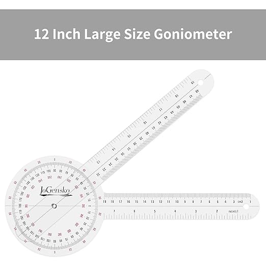 12 Inch Goniometer for Orthopaedic Use, 360 Degree Large Size Plastic Goniometer，Physical Therapy Angle Protractor Ruler for Knee Joints, Elbow, Shoulder or Hip, 3 Pieces (3)