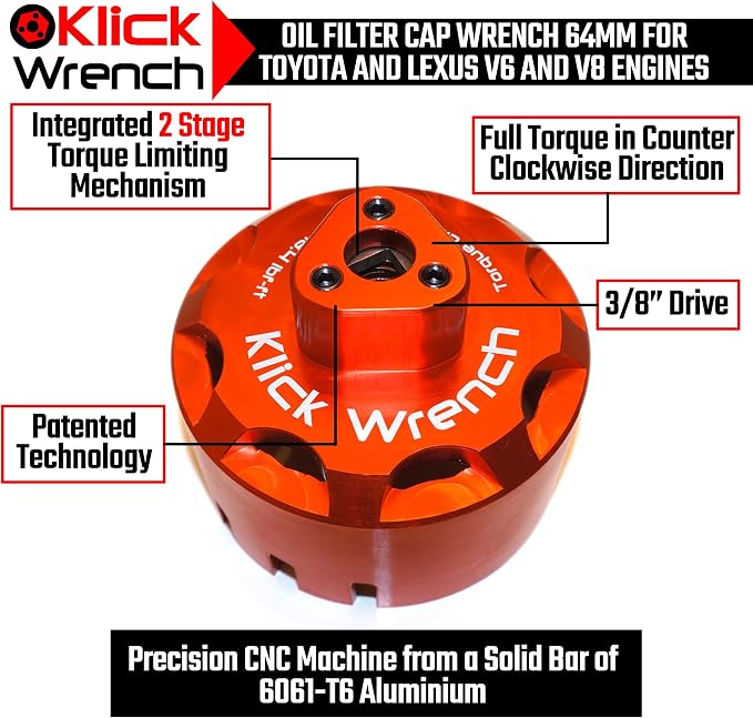 77mm 76mm 75mm 74mm 73mm 14 & 15 Flute 2 Stage Heavy Duty Torque Limiting Oil Filter Wrench Red 6061-T6 Aluminum