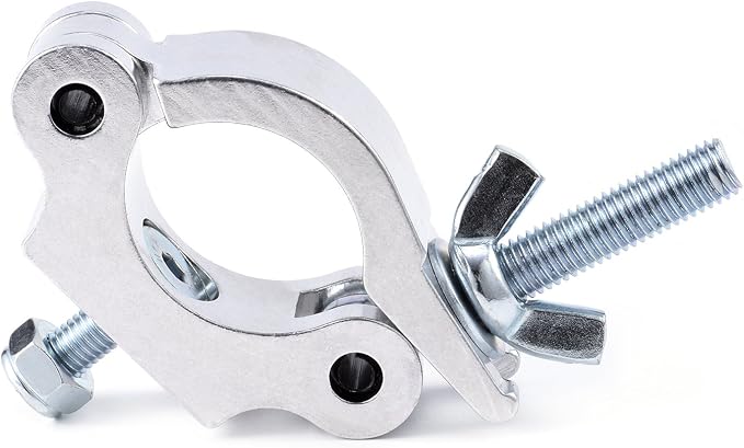 MFL. Heavy Duty Truss Clamp, 660 lb Aluminum Alloy DJ Light Clamps, Fits 1.5-2.0 Inch Truss for Stage Lighting Projector Par Lights, TUV Certificated ID: 50393001, Silver, Pack of 4