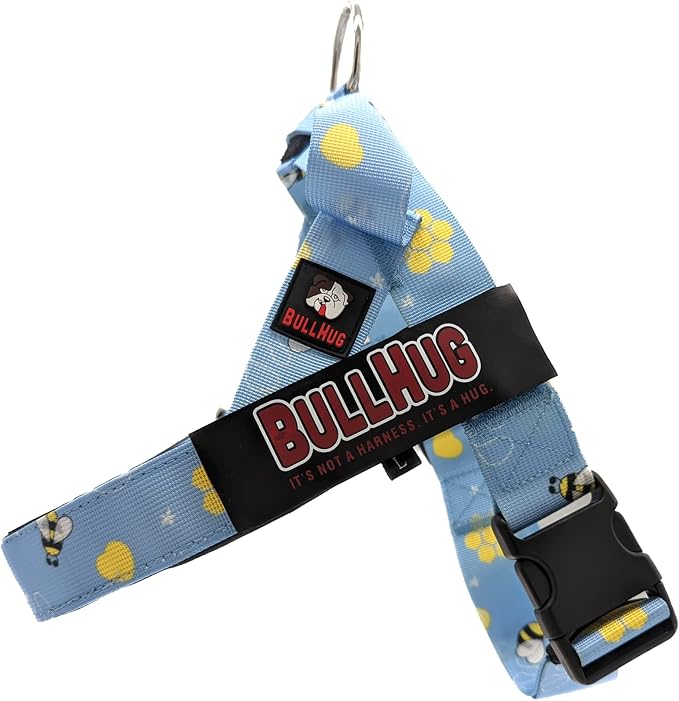 Adjustable Dog Harness– No Pull, No Choke – for English Bulldogs, French Bulldogs, Pugs & Broad-Chested Breeds – Easy, Safe Walks (Bumble BEE, Large)