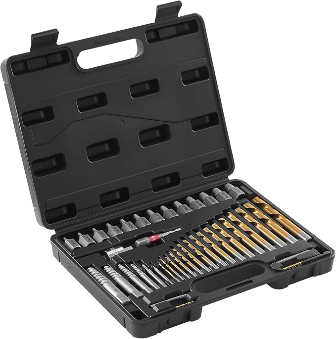 VEVOR 41-Piece Screw Extractor and Left Hand Drill Bits Set, Easy Out Screw Extractor Kit with HSS Steel Reverse Drill Bit for Broken Nuts, Stripped Bolts Remove, Adapters
