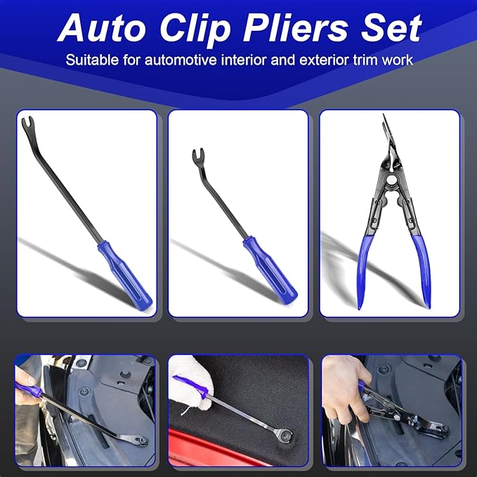 Doaho 238Pcs Trim Removal Tool,Fastener Remover Plastic Pry Tool Kit,Adhesive Cable Clips Auto Push Pin Bumper Retainer Clip Set with Storage Bag for Panel,Radio,Stereo,Audio,Dash, Window