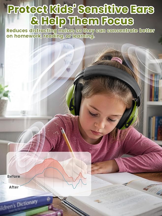 Dr.meter Noise Cancelling Ear Muffs: SNR27.4 Noise Cancelling Headphones for Autism with Adjustable Headband - Hearing Protection Ear Muffs for Kids Autism Sensory Monster Truck Demo Derby Mowing