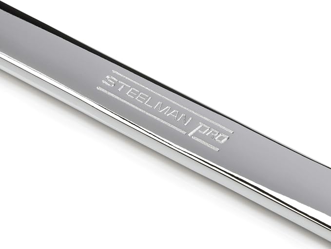 Steelman Pro 16-Piece Metric 6-Point Combination Wrench Tool Set, Durable Steel with Full Polish Chrome, Stamped Size Callouts