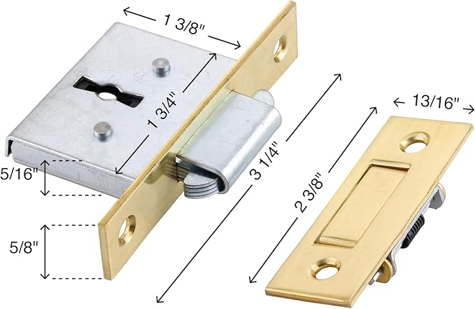 Brass Square Full Mortise Lock w/Two Skeleton Keys for Roll Top Desk - Antique Furniture Hardware | UA-031-L