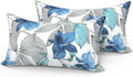LVTXIII Set of 2 Outdoor Lumbar Pillows for Patio Furniture with White Piping, 12"x20" Fade Resistant Patio Lumbar Pillows with Inserts for Home Coach Sofa Use, Clemens Noir Blue