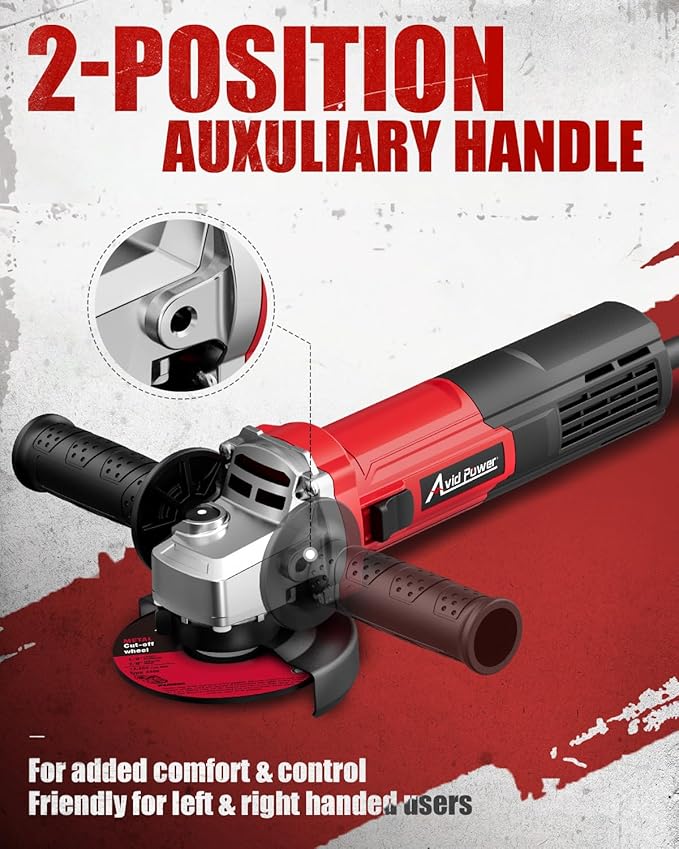 AVID POWER Angle Grinder 4-1/2 inch Electric Grinder Tools 750W 6.5 Amp Metal Grinder, 11500 RPM, with Grinding and Cutting Wheels, Auxiliary Handle, Wrench for Cutting and Grinding