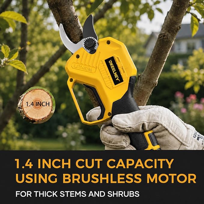 Electric Pruning Shears for DeWalt 20V Max Battery, Brushless Cordless Branch Cutter Pruner with 1.4 inch Cut Capacity for Tree trimming, Shrubs, Gardening - 1 YEAR WARRANTY