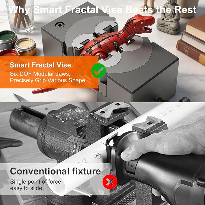 Smart Fractal Vise,Mini Vise Clamp Small Bench Vise,Heavy Duty Self-adjusting Aerospace-grade Aluminum Alloy&Precision CNC Machined,Machinist Portable Vise for Crafts/JewelryMaking/Modeling/DIY/Repair