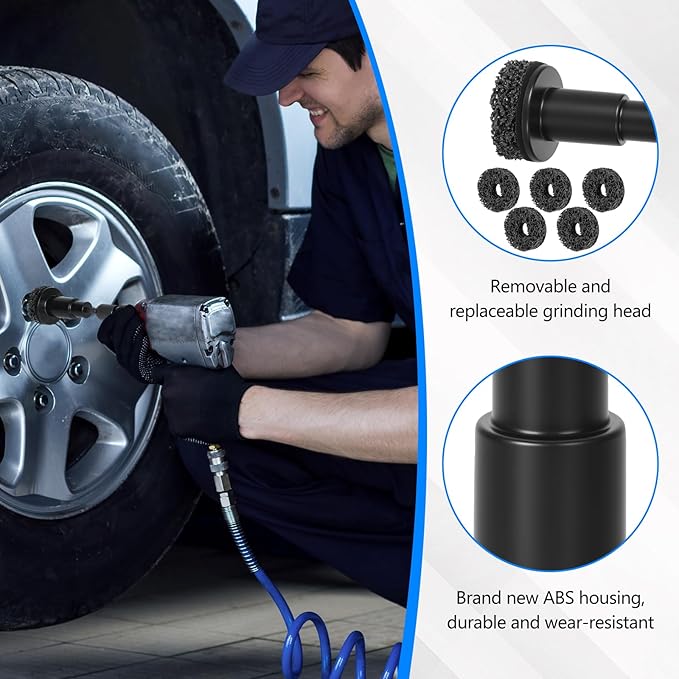 Eascor Wheel Hub Cleaning Tool, Wheel Hub Resurfacing Kit, Wheel Stud Cleaner, Quick Rust Removal for Lug Studs and Rotors, Fits 1/2” Wrenches Or Electric Drill, Automotive Maintenance Tool1
