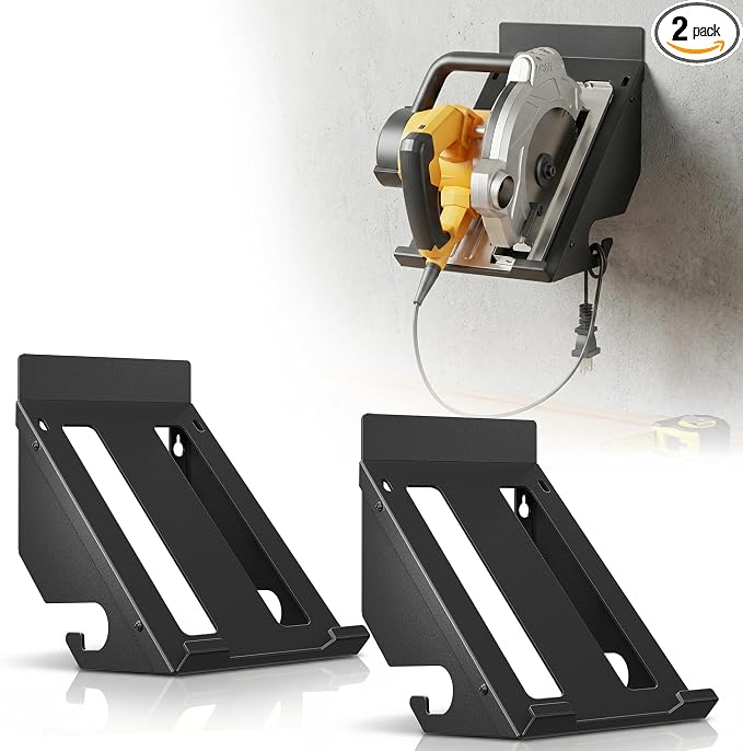 2 PACK Circular Saw Holder, Wall Mount Circular Saws Storage Rack,Heavy-duty Saw Wall Hanger for Garages, Workshops, Job sites,Home，Circular Saws Organizer Fit Most Brands Like Dewalt& Milwaukee