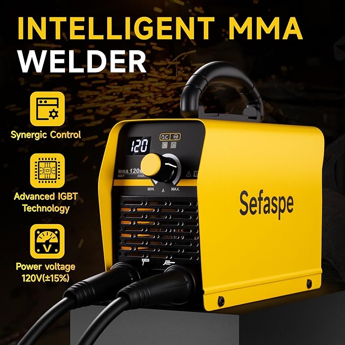 110V Smart Welder with Digital Display, 120A Portable Welding Machine, IGBT Inverter Stick Welder with Synergic Control & Full Kit