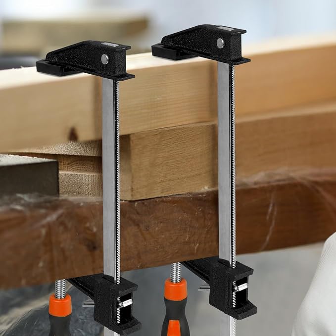 4-Pack 36 inch Bar Clamps,Long Wood Clamps Heavy Duty Force 600 Lbs Adjustable and Release Quickly,Woodworking Clamps Throat Depth 2.5 inch with Plastic Handle