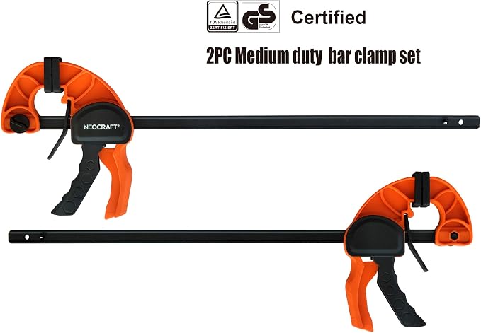 Quick Release Ratchet Bar Clamps for Woodworking (2 Pieces Set 18'') - Light Duty Adjustable One-Handed Clamp for Woodworking & Furniture Manufacturing & Assembly