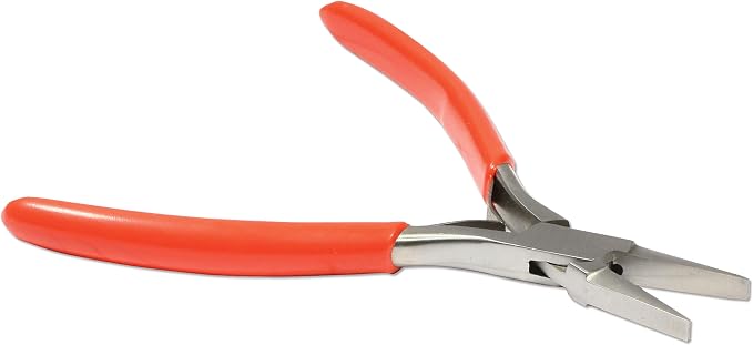 The Beadsmith Platinum Series German Flat Nose Pliers, 4.75 inches (120mm) with Polished Steel Head, red PVC Comfort Grip Handle and Double-Leaf Spring, Tool for Jewelry Making