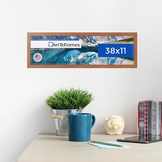 ArtToFrames Puzzle Frame for Buffalo Games 750 Piece Jigsaw Puzzles, 38x11 Inch (97x28 cm), Burnt Umber Engineered Wood with Economy Acrylic, Ready to Hang Puzzle Display
