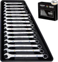 toolant Max Grip 15pcs Professional Metric Combination Wrench Set with Long Pattern Offset Heads Anti-Slip Teeth & Color-Coded Markings for Machinist, Auto, maintenance, DIYer