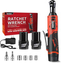 3/8" Cordless Electric Ratchet Wrench Set, 12V Power Ratchet Tool Kit With 2 Packs 2000 mAh Battery And Charger, 45 FT-LBS Battery Powered Wrench with Infinitely Variable Speeds