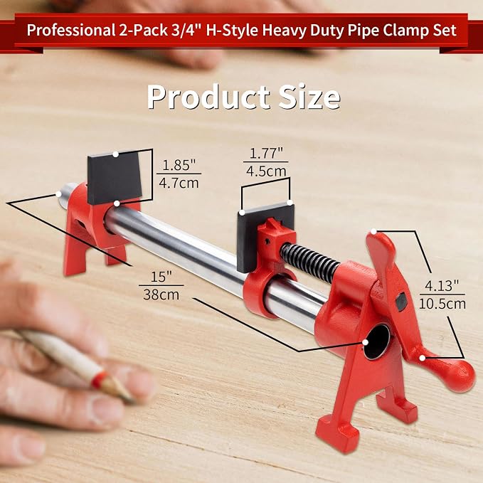 2-Pack 12 Inch Pipe Style Bar Clamps for Woodworking Gluing