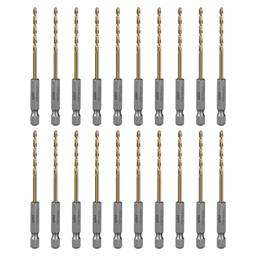 SALI Cobalt Drill Bit Set,20 Pack 7/64 Inch High Speed Steel Hex Shank Jobber Drill Bits, for Hardwood, Aluminum,Metal,Copper,Alloyed Steel